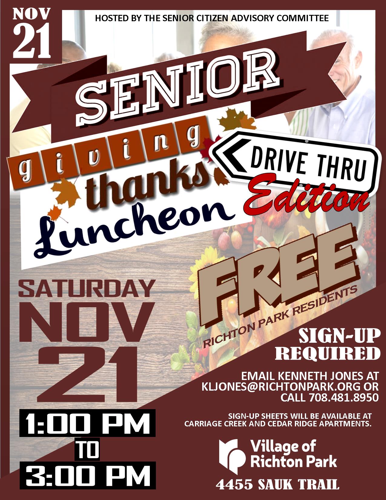 Senior Luncheon Drive Thru Event!!