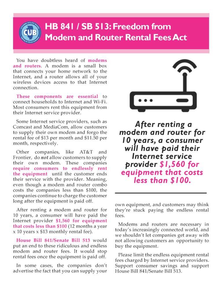 Freedom from Modem/Router Rental Fees Act State Representative Debbie